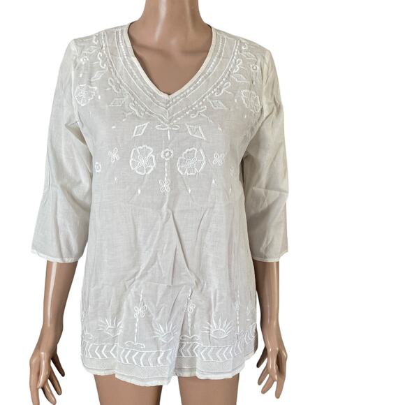 Chic Collection Shirt Womens Small White New - Picture 3 of 11